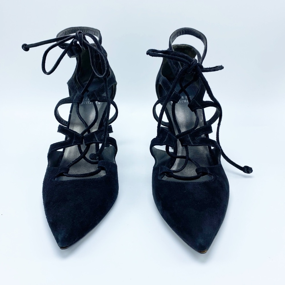 Stuart Weiztman Size 6.5 Black Suede Lace Up Heel… - image 7